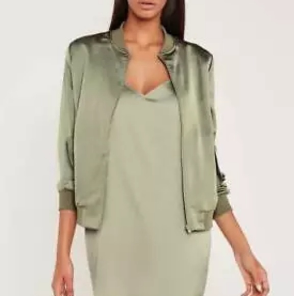 MISSGUIDED BOMBER JACKET OLIVE GREEN - Picture 2 of 7